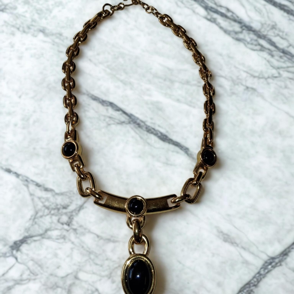Monet Gold and Black Vintage-Inspired Necklace